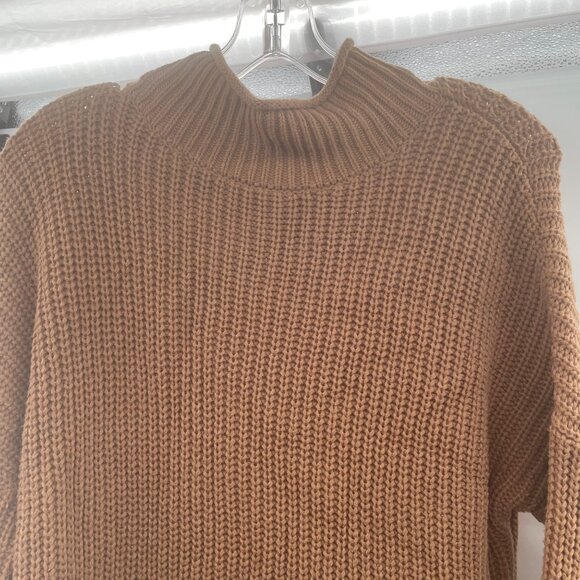 Abercrombie & Fitch Women's Knit Pullover Sweater Mock Neck Tan Size Large - Picture 2 of 9